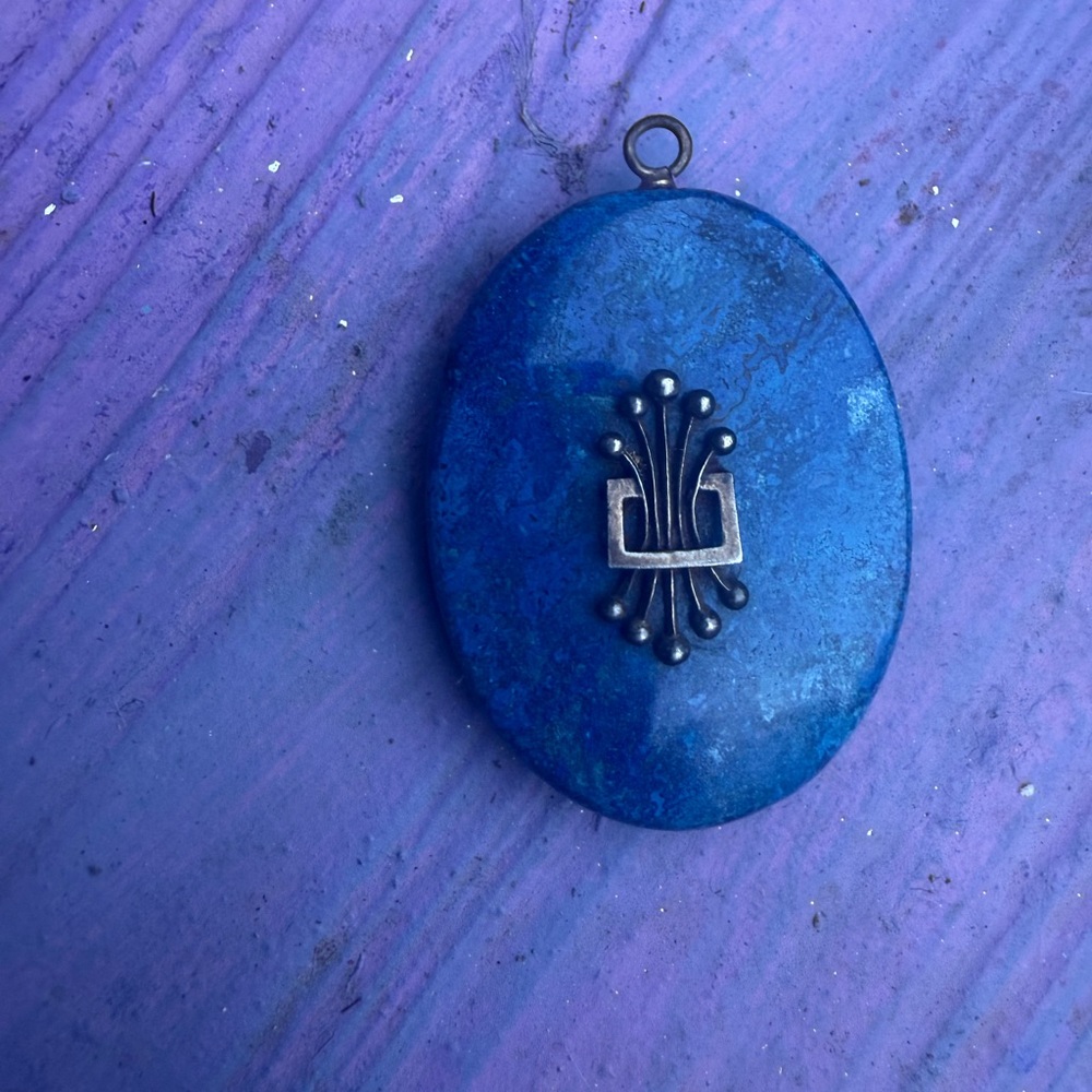 Antique lapis pendant with Silver Accent